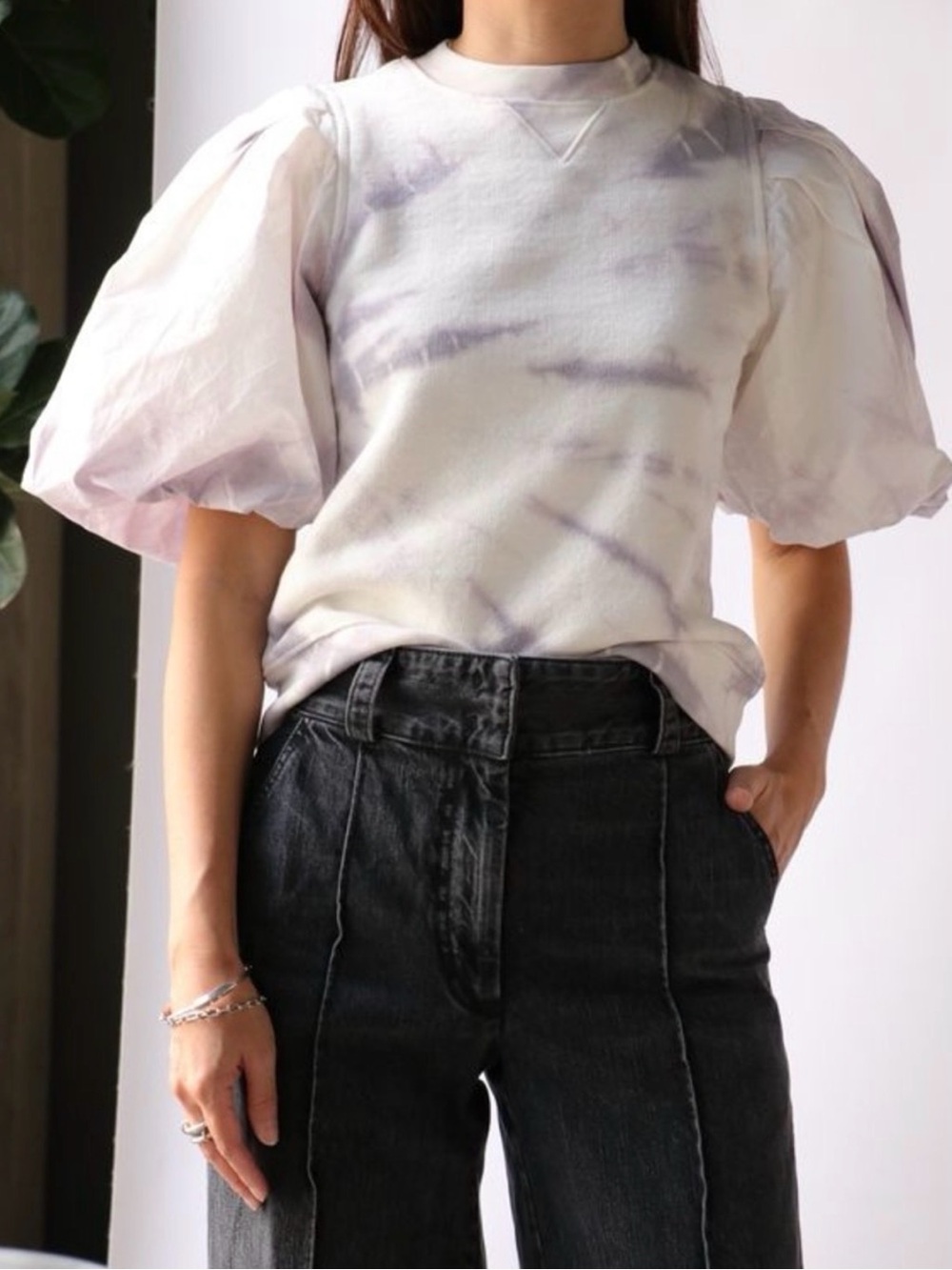 ULLA JOHNSON Elliot
Pullover Puff Sleeve Thistle Purple Tie Dye 100% Cotton